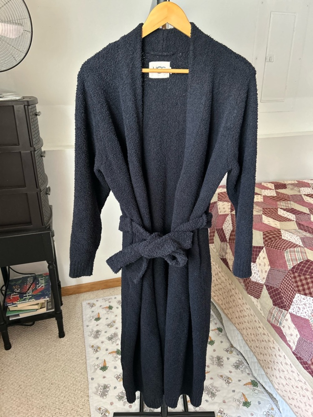 Ugg Plush Knit Long Lenny Robe Black XL